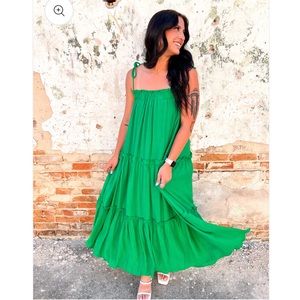 &Merci Dianna Ruffle Tiered Maxi Dress Pink